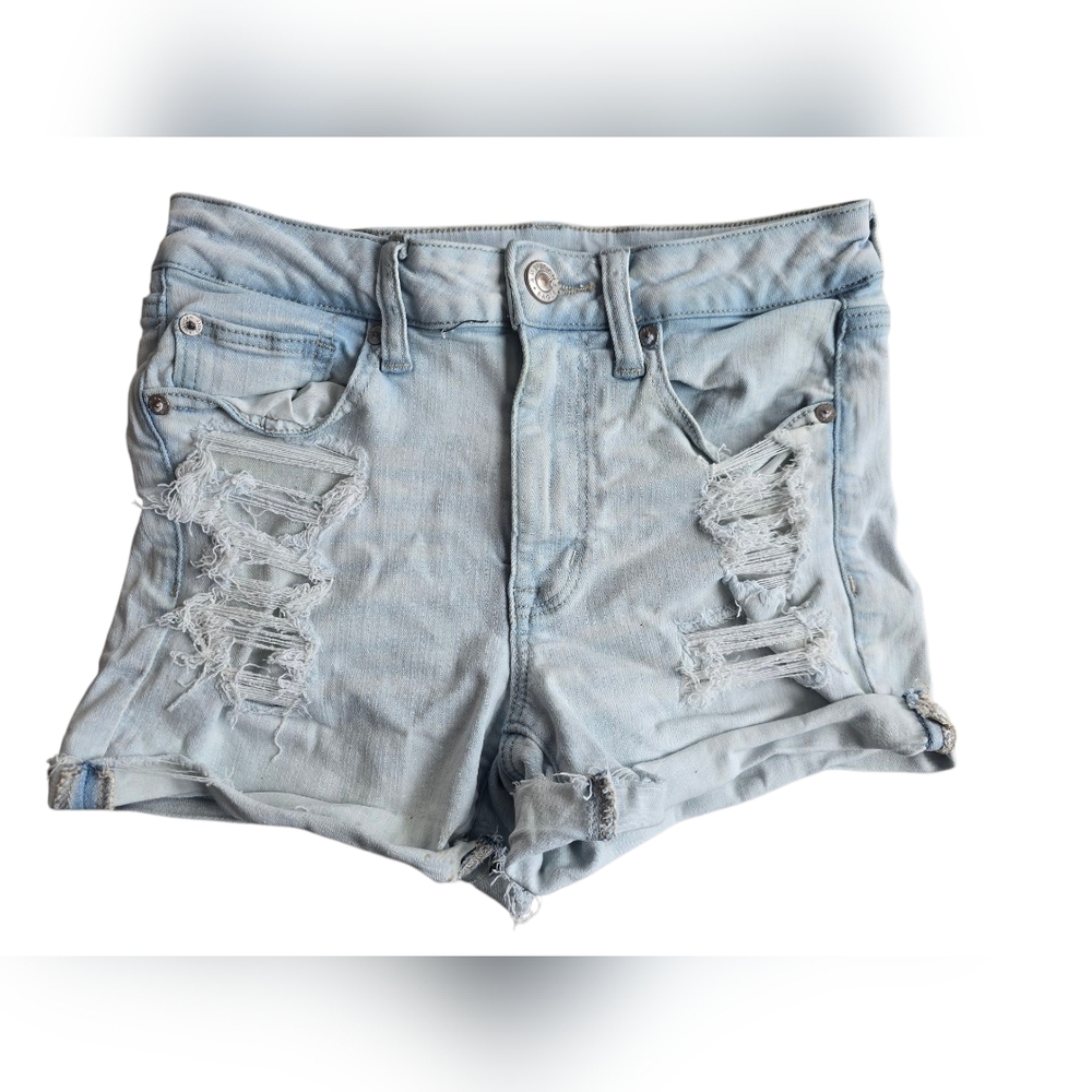 American Eagle Light Blue Distressed Jean Shorts